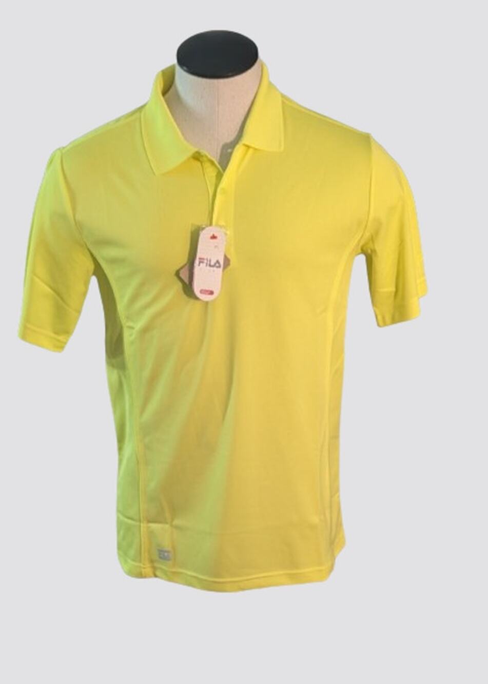 NEW FILA Mens 100% Polyester Yellow Golf Polo Shirt Size Small 40
